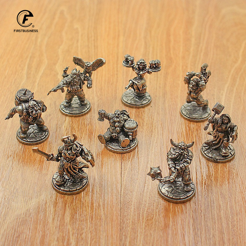 Retro Gaming Decor - Vintage ทองเหลืองสีขาว Miniature Dwarf Warrior รูปปั้นเดสก์ท็อปเกมกระดานนักรบของเล่นเด็กโต๊ะตกแต่งเครื่องประดับหัตถกรรมของขวัญ