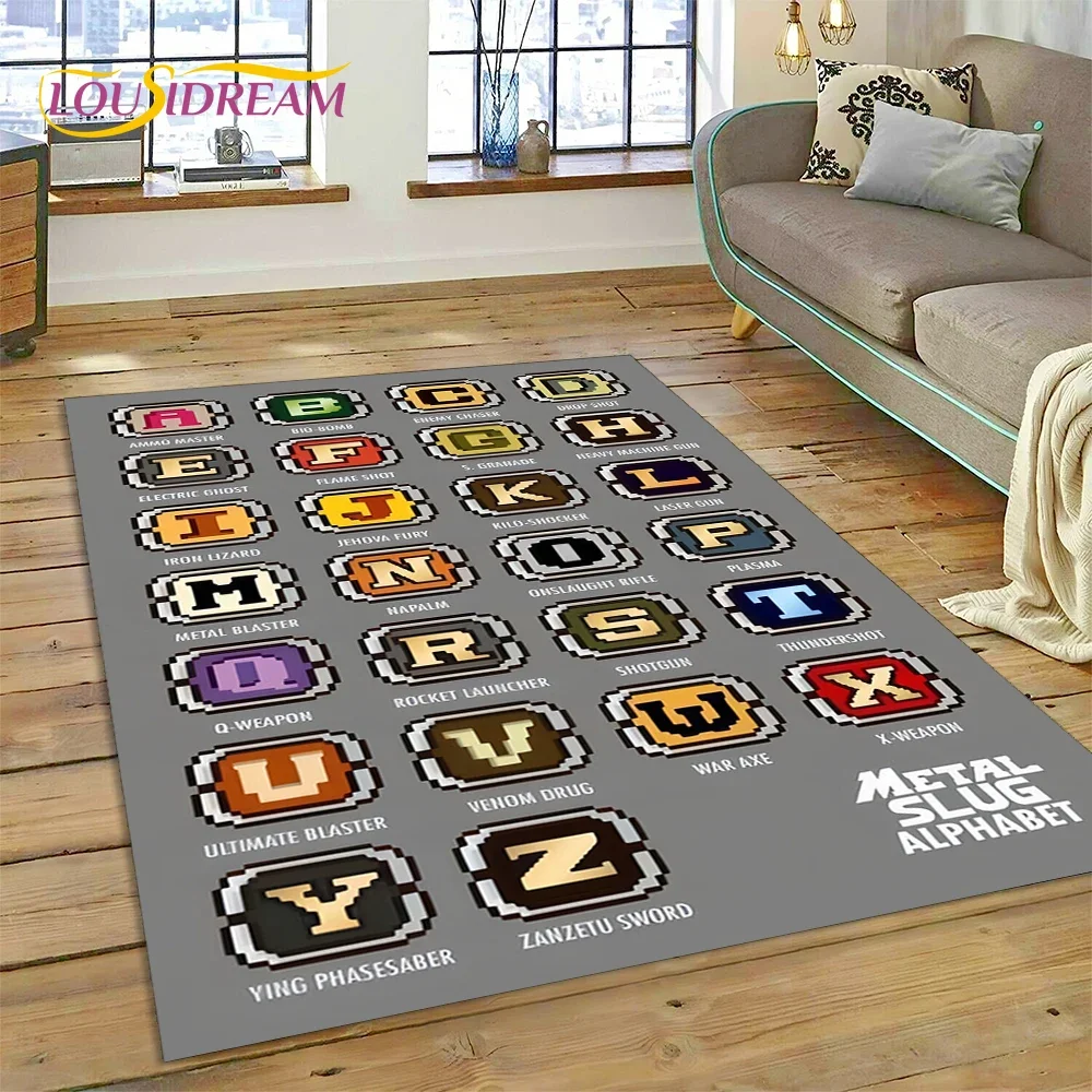 Retro Gaming Lounge - เมทัลสแล็ก เรโทรเกมการ์ตูนพรมแบบกำหนดเองสำหรับห้องนั่งเล่นตกแต่งห้องนอน, ตกแต่งกันลื่นสำหรับโซฟาพรมเช็ดเท้าของขวัญเด็ก