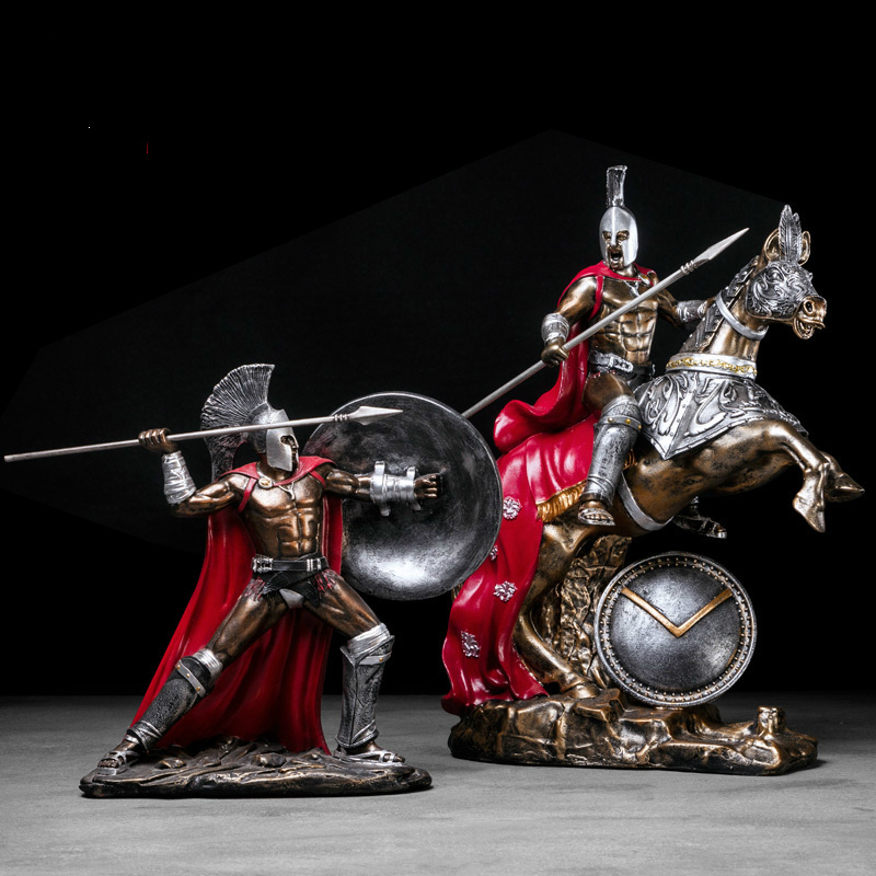 Retro Gaming Decor - ประณีต Vintage นักรบโรมันหัตถกรรมเรซิ่น Spartan ตุ๊กตาทีวีตู้ห้องนั่งเล่นอุปกรณ์เสริมความคิดสร้างสรรค์ตกแต่งบ้าน