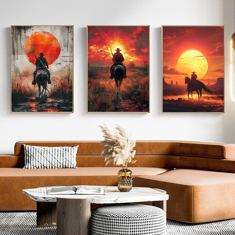 Retro Gaming Decor - เกมคลาสสิคย้อนยุค ตัวละครคาวบอย เรดเดดรีมพีชั่น 2 ภาพพิมพ์บนผ้าใบ โปสเตอร์ติดผนัง