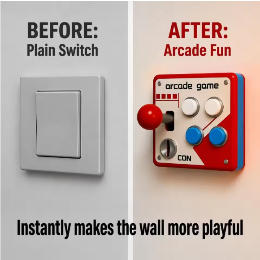 Retro Gaming Decor - ฝาครอบจอยสติ๊กสไตล์เรโทร สำหรับติดผนัง ตกแต่งห้องเกม 3 มิติ ไม่ต้องเจาะ