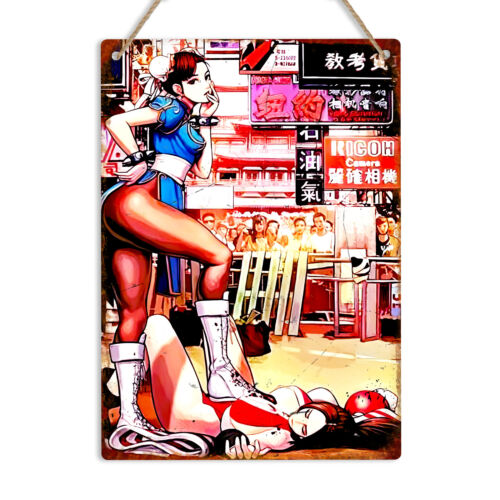 Retro Gaming Us - ป้ายโลหะติดผนังเกมเรโทร Chun Li ของขวัญสำหรับเกมเมอร์ ศิลปะอาร์เคด