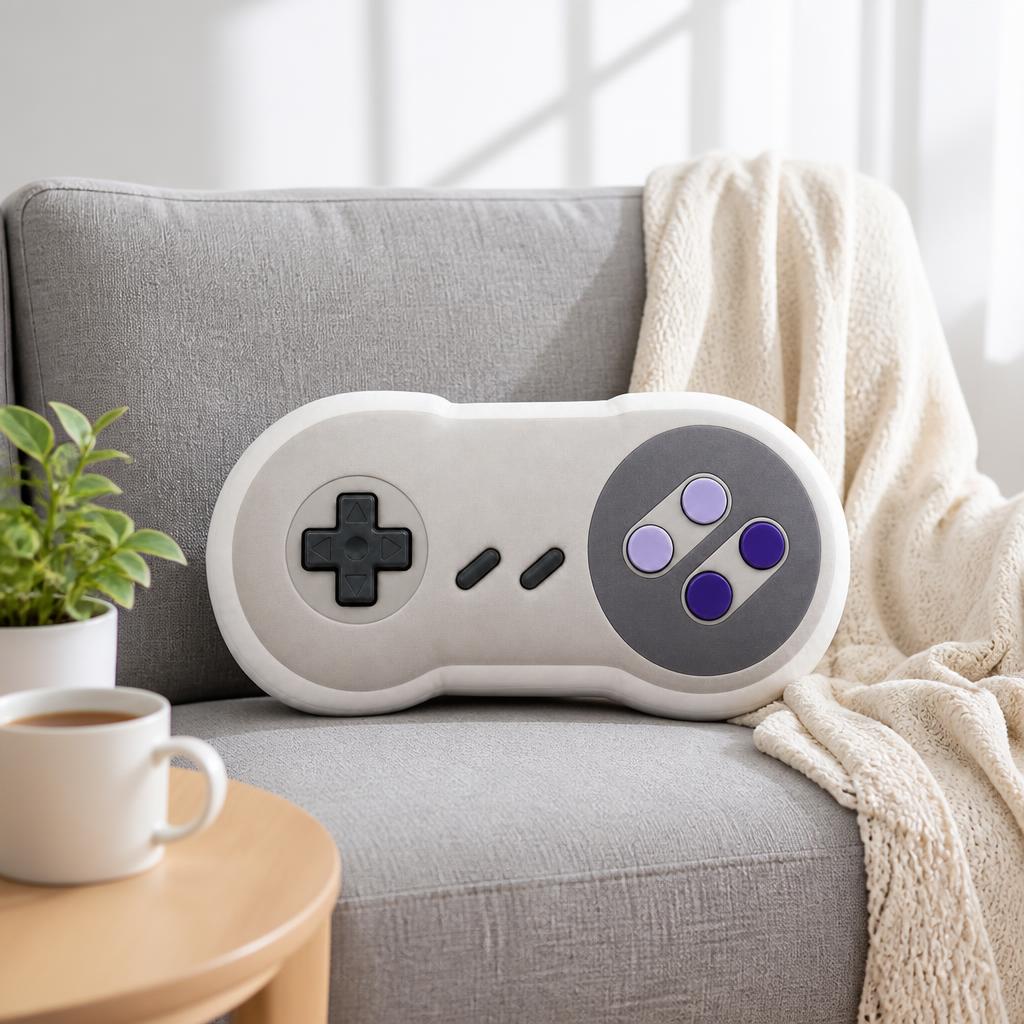 Retro Gaming Lounge - หมอนอิงตุ๊กตาผ้ากำมะหยี่ลายจอยเกมย้อนยุค สำหรับตกแต่งบ้าน โซฟา เตียงนอน ของขวัญสำหรับห้องนอนเด็ก