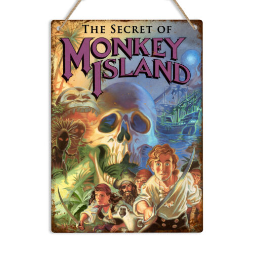 Retro Gaming Us - MONKEY ISLAND Amiga ป้ายโลหะติดผนังสไตล์วินเทจเรโทรสำหรับตกแต่งห้องแมนเคฟ-อะลูมิเนียม