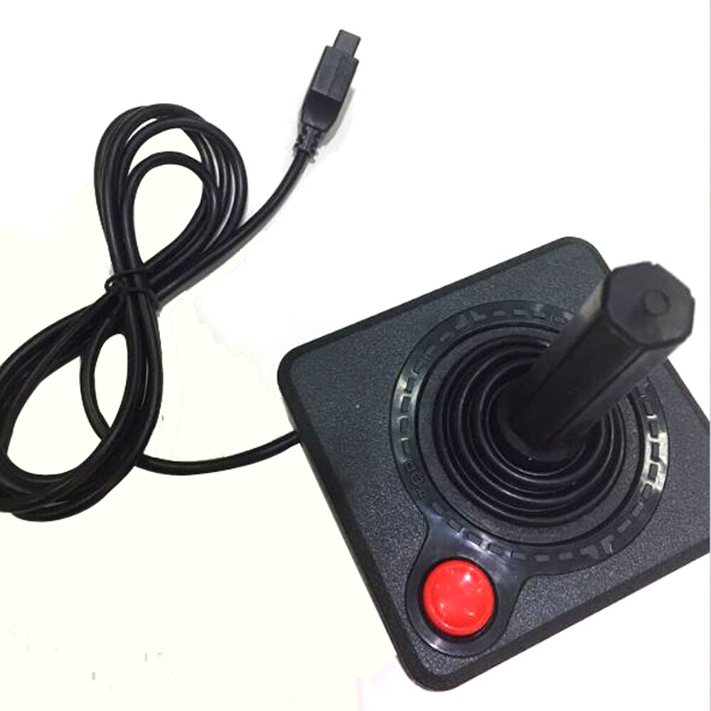 Retro Gaming Joystick - จอยสติ๊กเกมแพดควบคุมแบบคลาสสิกย้อนยุคสำหรับคอนโซล2600 Atarie สีดำ