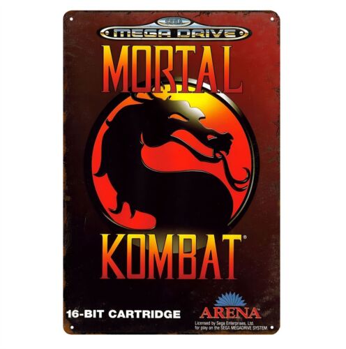 Retro Gaming Us - โปสเตอร์โลหะเกมวิดีโอเรโทร Mortal Kombat Sega Mega Drive