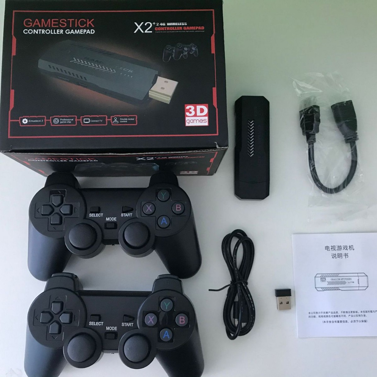 Retro Gaming X2 - เครื่องเล่นวิดีโอเกม X2 Retro คอนโซลเกมไร้สาย 2.4G พร้อมจอยควบคุมคู่