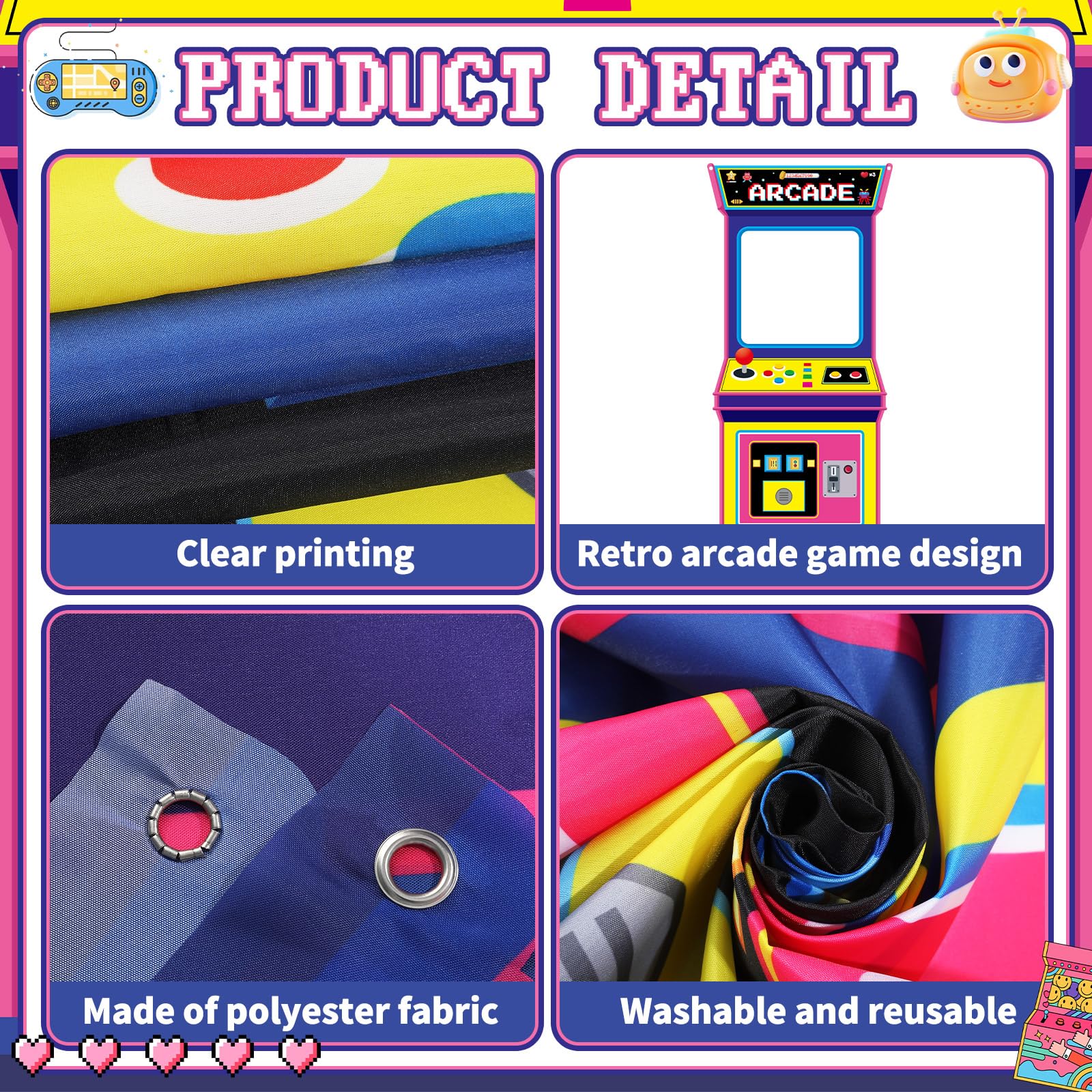 ฉากหลังถ่ายรูปธีมเกมอาร์เคดย้อ - Retro Gaming Banner บทวิจารณ์และราคา