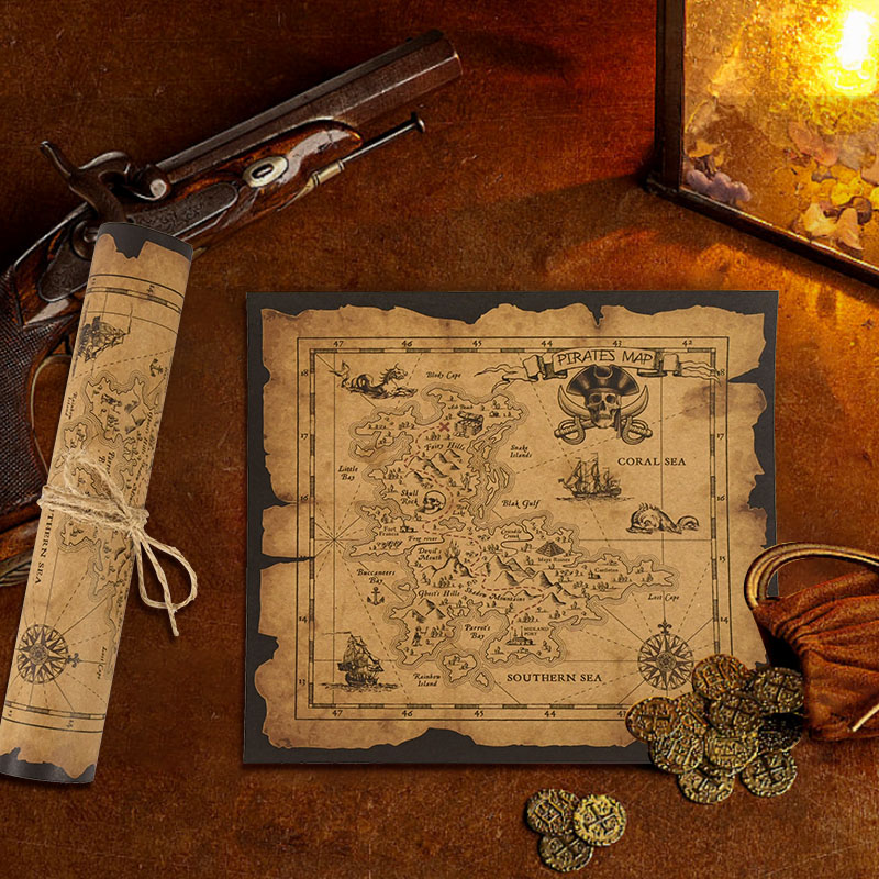 แผนที่ล่าสมบัติโจรสลัด โปสเตอร - Retro Gaming Decor บทวิจารณ์และราคา